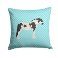 Cyldesdale Horse Blue Check Decorative Throw Pillow 14x14 Indoor Outdoor Accent Cushion, Fabric Cover with Insert for Sofa, Bed, Porch & Living Room