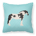Cyldesdale Horse Blue Check Decorative Throw Pillow 18x18 Indoor Outdoor Accent Cushion, Fabric Cover with Insert for Sofa, Bed, Porch & Living Room