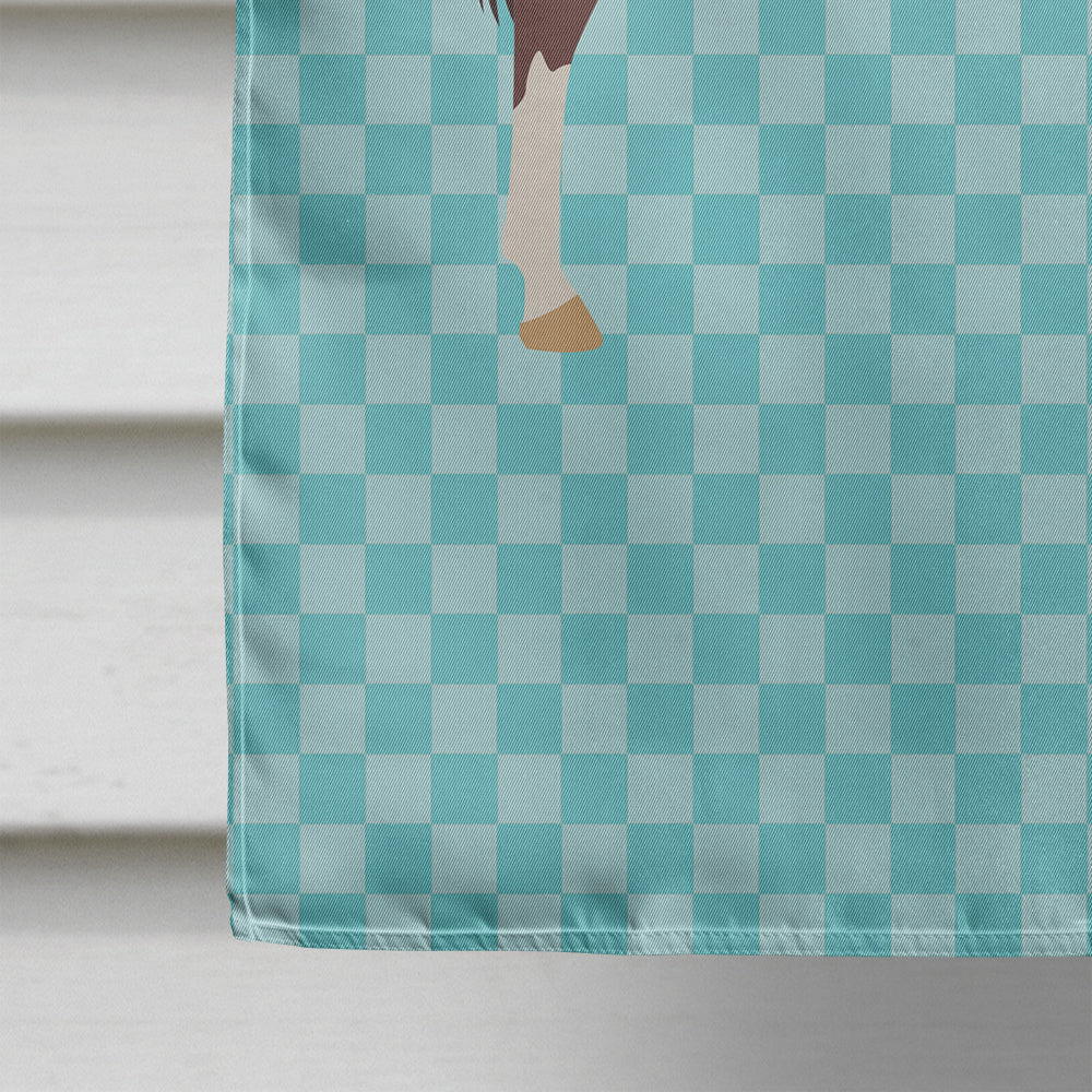 English Thoroughbred Horse Blue Check House Flag 28x40 Porch Sleeve Pole Decorative Outside Yard Banner Artwork Wall Hanging, Polyester