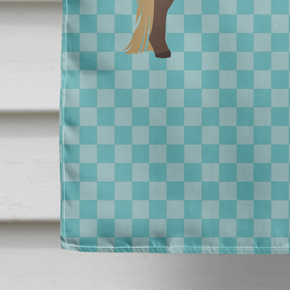 Shetland Pony Horse Blue Check House Flag 28x40 Porch Sleeve Pole Decorative Outside Yard Banner Artwork Wall Hanging, Polyester