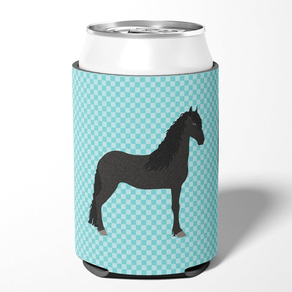 Friesian Horse Blue Check Can or Bottle Hugger Cooler Sleeve for Standard 12 oz Cans, Insulated Foam Beer & Soda Can Hugger Reusable