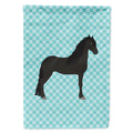 Friesian Horse Blue Check House Flag 28x40 Porch Sleeve Pole Decorative Outside Yard Banner Artwork Wall Hanging, Polyester