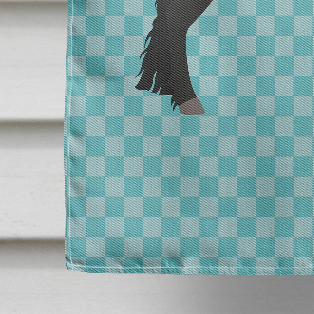 Friesian Horse Blue Check House Flag 28x40 Porch Sleeve Pole Decorative Outside Yard Banner Artwork Wall Hanging, Polyester