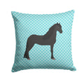 Friesian Horse Blue Check Decorative Throw Pillow 14x14 Indoor Outdoor Accent Cushion, Fabric Cover with Insert for Sofa, Bed, Porch & Living Room