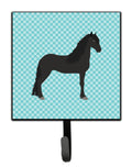 Friesian Horse Blue Check Leash or Key Holder Wall Hooks, Key Hooks Holder, Coat Rack Wall Mount, Coat Hooks, Hooks for Hanging Keys, Towels, Aprons, Leashes