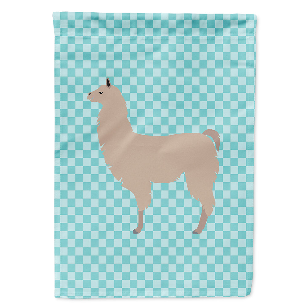 Llama Blue Check House Flag 28x40 Porch Sleeve Pole Decorative Outside Yard Banner Artwork Wall Hanging, Polyester