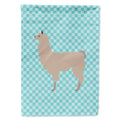 Llama Blue Check House Flag 28x40 Porch Sleeve Pole Decorative Outside Yard Banner Artwork Wall Hanging, Polyester