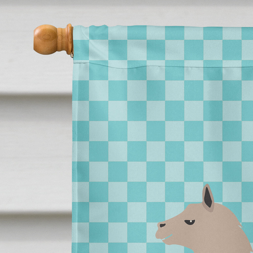 Llama Blue Check House Flag 28x40 Porch Sleeve Pole Decorative Outside Yard Banner Artwork Wall Hanging, Polyester
