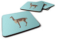 Vicugna or Vicuna Blue Check Foam Coasters Set of 4 Cup Coasters for Indoor Outdoor, Tabletop Protection, Anti Slip, Mouse pad Material