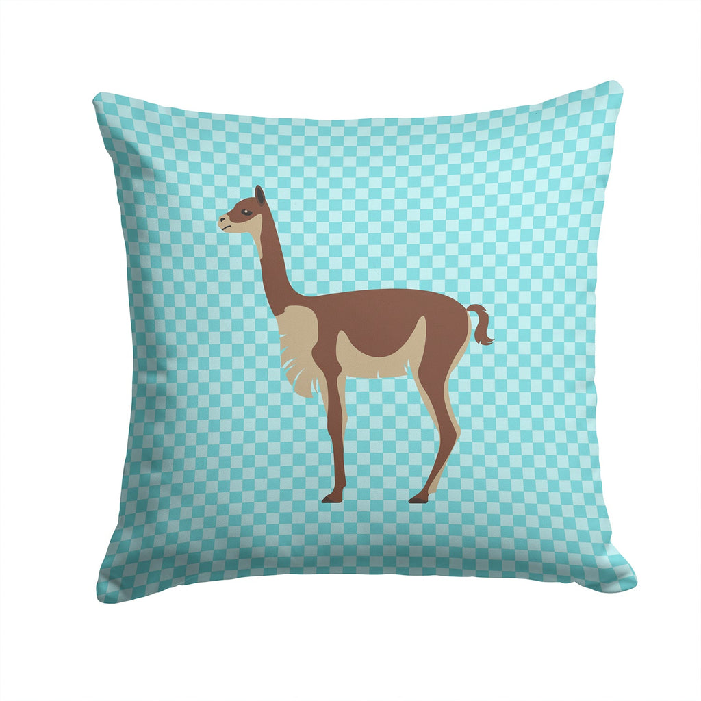 Vicugna or Vicuna Blue Check Decorative Throw Pillow 14x14 Indoor Outdoor Accent Cushion, Fabric Cover with Insert for Sofa, Bed, Porch & Living Room