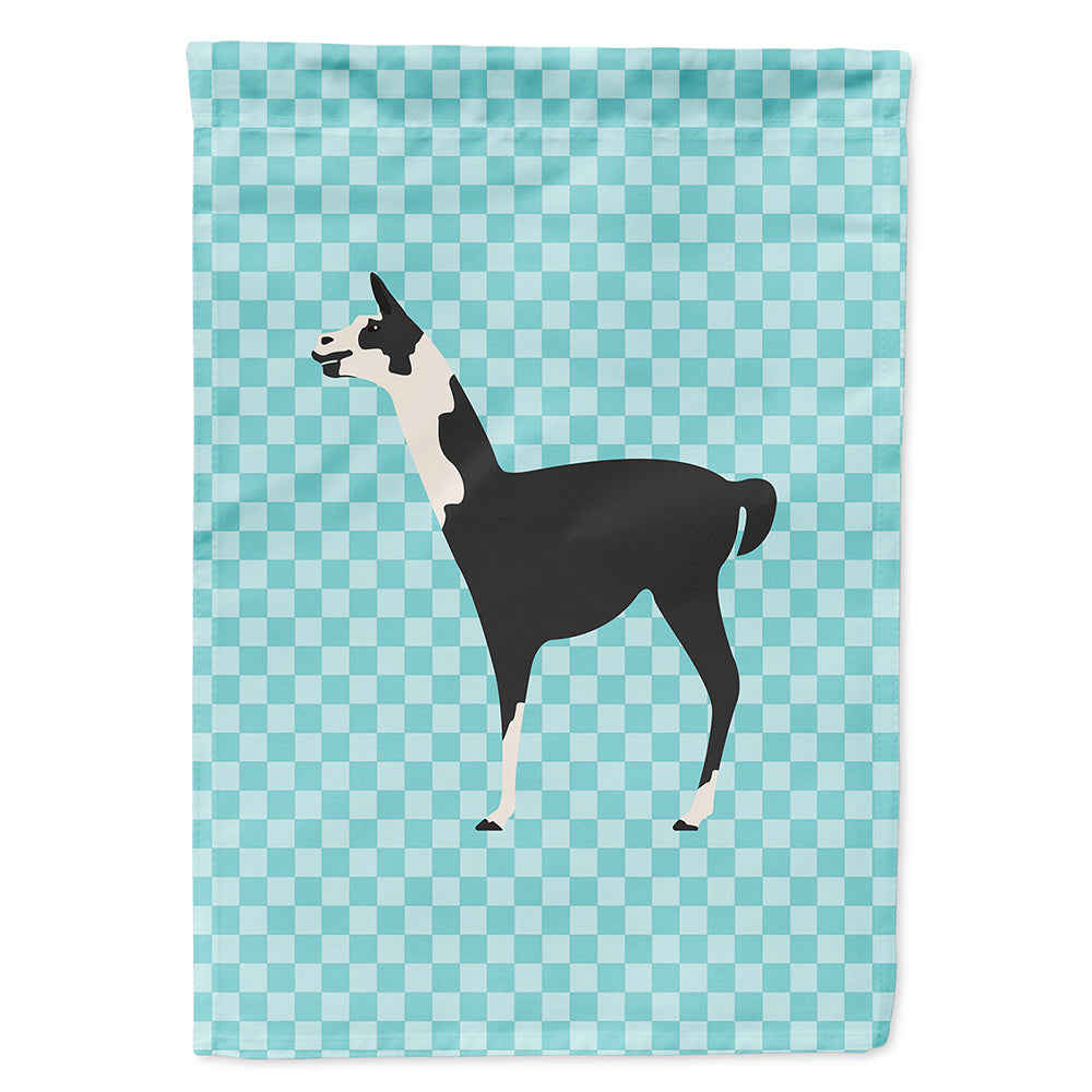 Llama Q' Ara Blue Check House Flag 28x40 Porch Sleeve Pole Decorative Outside Yard Banner Artwork Wall Hanging, Polyester