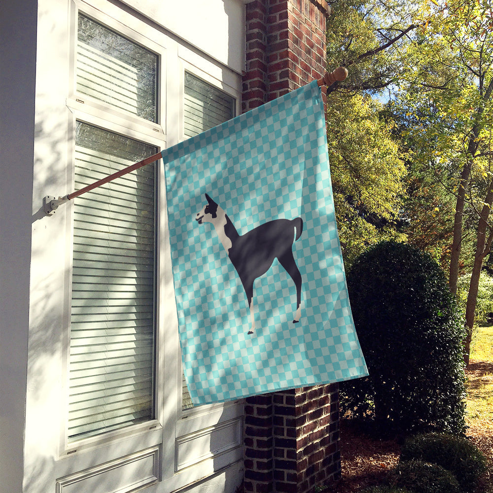 Llama Q' Ara Blue Check House Flag 28x40 Porch Sleeve Pole Decorative Outside Yard Banner Artwork Wall Hanging, Polyester