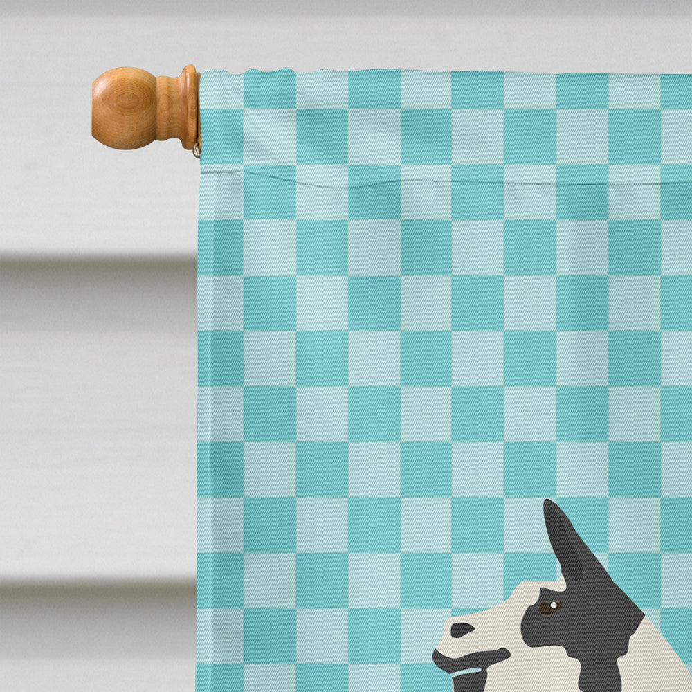 Llama Q' Ara Blue Check House Flag 28x40 Porch Sleeve Pole Decorative Outside Yard Banner Artwork Wall Hanging, Polyester