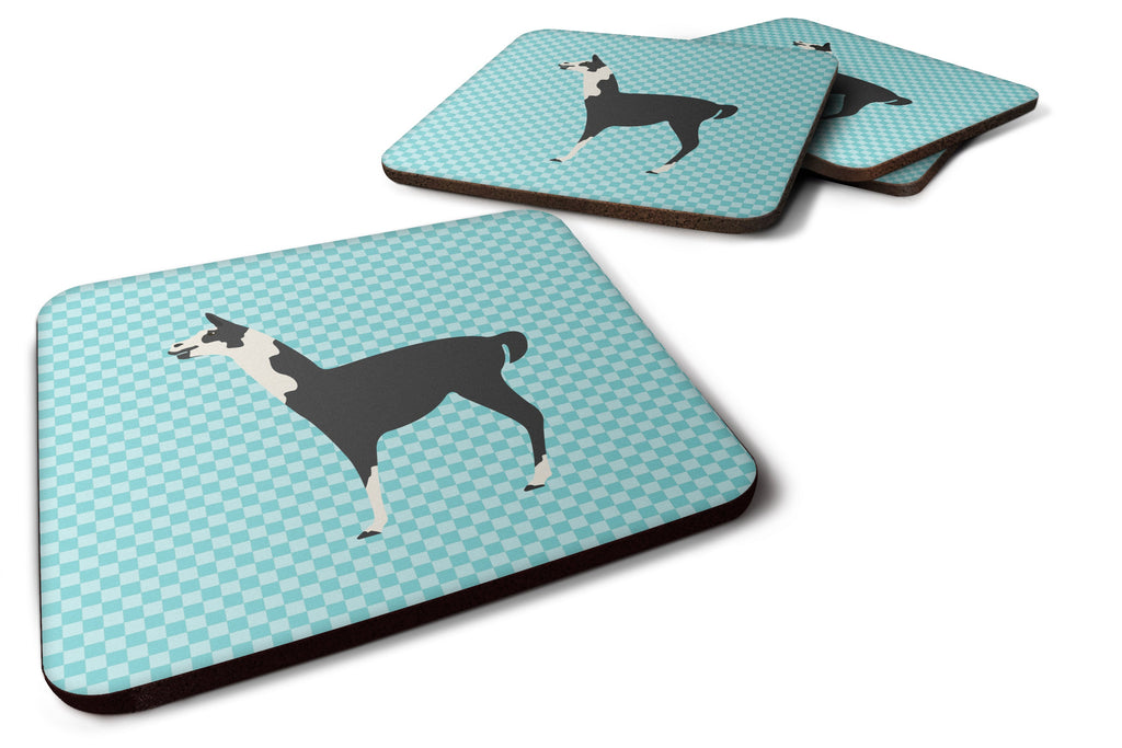Llama Q' Ara Blue Check Foam Coasters Set of 4 Cup Coasters for Indoor Outdoor, Tabletop Protection, Anti Slip, Mouse pad Material