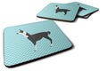 Llama Q' Ara Blue Check Foam Coasters Set of 4 Cup Coasters for Indoor Outdoor, Tabletop Protection, Anti Slip, Mouse pad Material