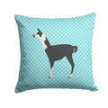 Llama Q' Ara Blue Check Decorative Throw Pillow 14x14 Indoor Outdoor Accent Cushion, Fabric Cover with Insert for Sofa, Bed, Porch & Living Room