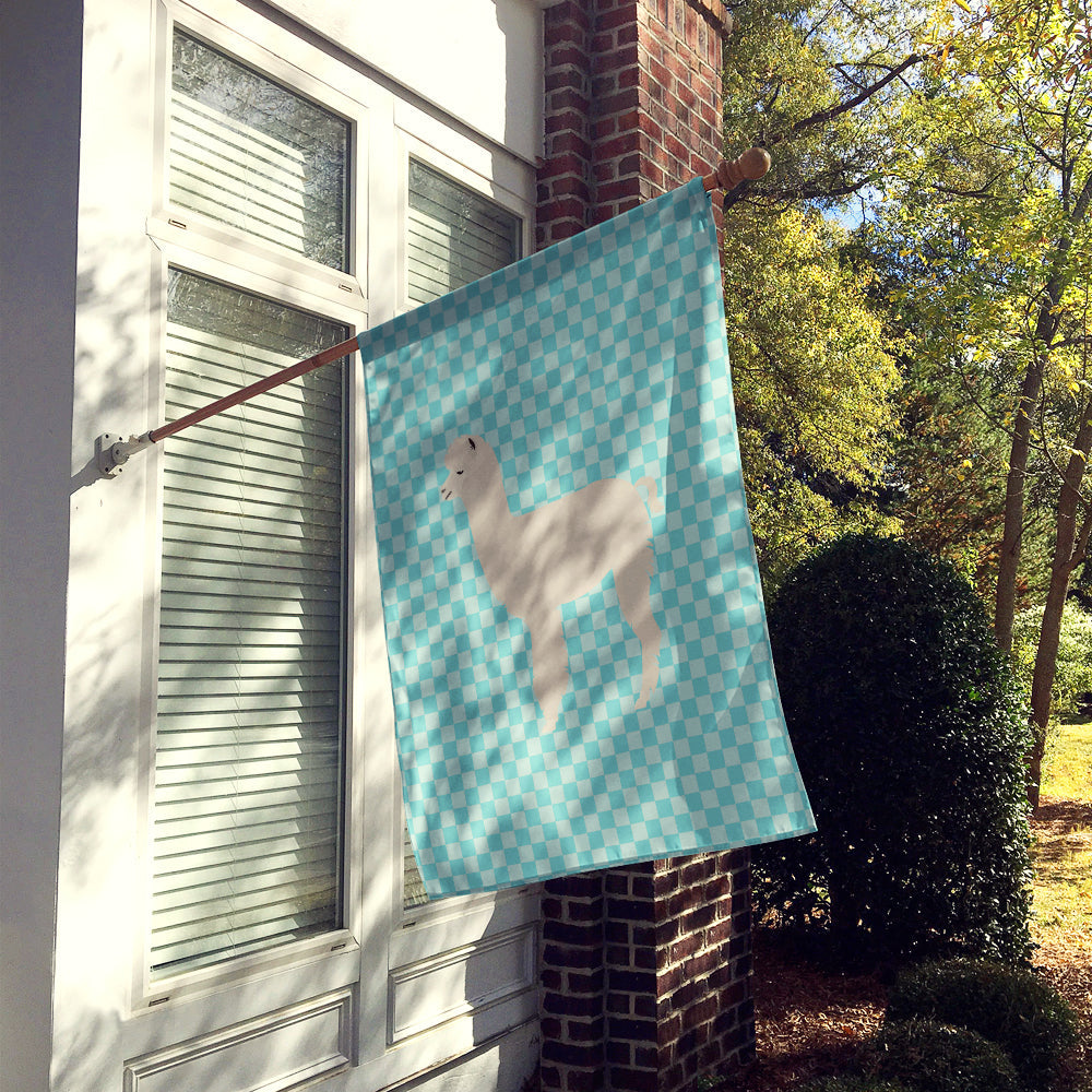 Alpaca Blue Check House Flag 28x40 Porch Sleeve Pole Decorative Outside Yard Banner Artwork Wall Hanging, Polyester
