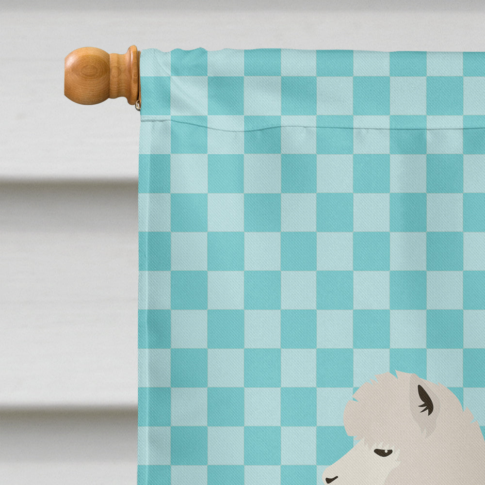 Alpaca Blue Check House Flag 28x40 Porch Sleeve Pole Decorative Outside Yard Banner Artwork Wall Hanging, Polyester