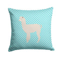 Alpaca Blue Check Decorative Throw Pillow 14x14 Indoor Outdoor Accent Cushion, Fabric Cover with Insert for Sofa, Bed, Porch & Living Room
