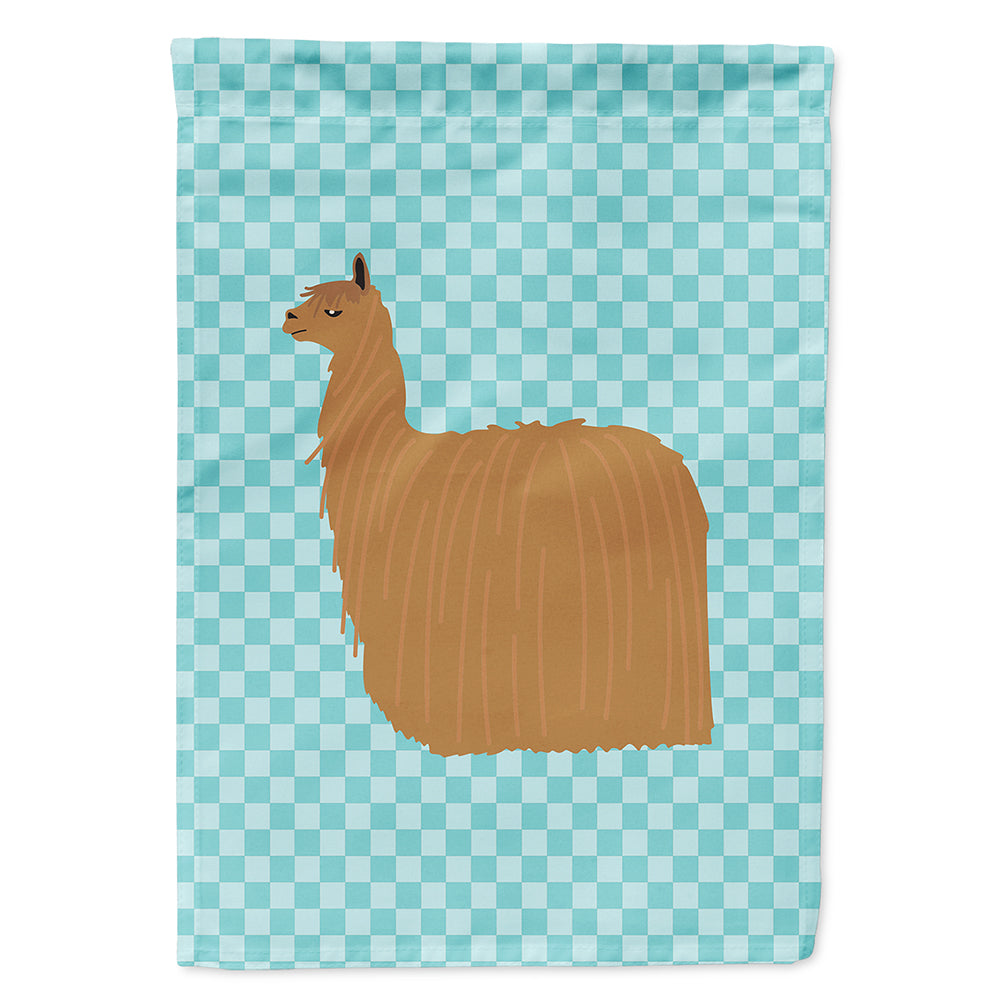 Alpaca Suri Blue Check House Flag 28x40 Porch Sleeve Pole Decorative Outside Yard Banner Artwork Wall Hanging, Polyester