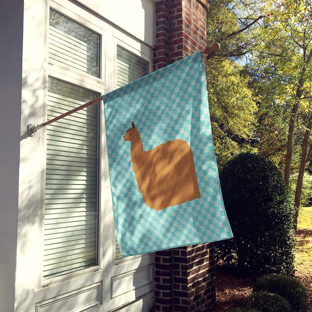 Alpaca Suri Blue Check House Flag 28x40 Porch Sleeve Pole Decorative Outside Yard Banner Artwork Wall Hanging, Polyester