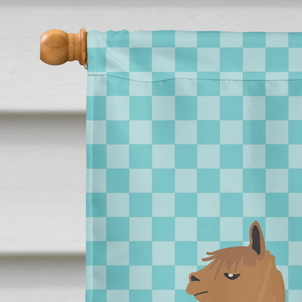 Alpaca Suri Blue Check House Flag 28x40 Porch Sleeve Pole Decorative Outside Yard Banner Artwork Wall Hanging, Polyester