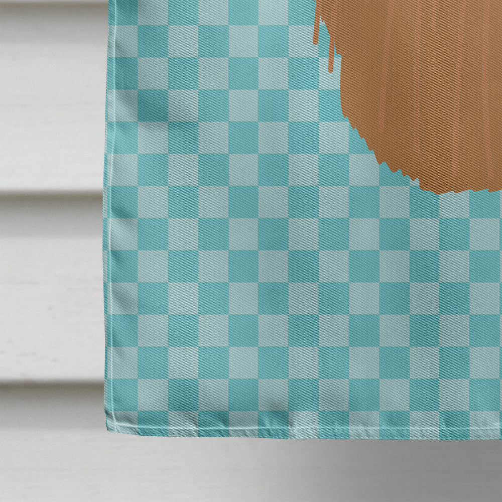 Alpaca Suri Blue Check House Flag 28x40 Porch Sleeve Pole Decorative Outside Yard Banner Artwork Wall Hanging, Polyester