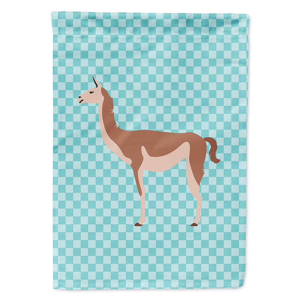 Guanaco Blue Check House Flag 28x40 Porch Sleeve Pole Decorative Outside Yard Banner Artwork Wall Hanging, Polyester