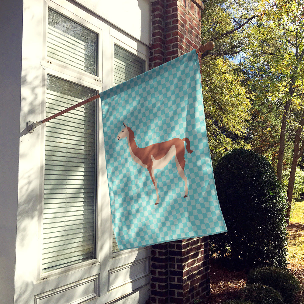 Guanaco Blue Check House Flag 28x40 Porch Sleeve Pole Decorative Outside Yard Banner Artwork Wall Hanging, Polyester