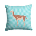 Guanaco Blue Check Decorative Throw Pillow 14x14 Indoor Outdoor Accent Cushion, Fabric Cover with Insert for Sofa, Bed, Porch & Living Room