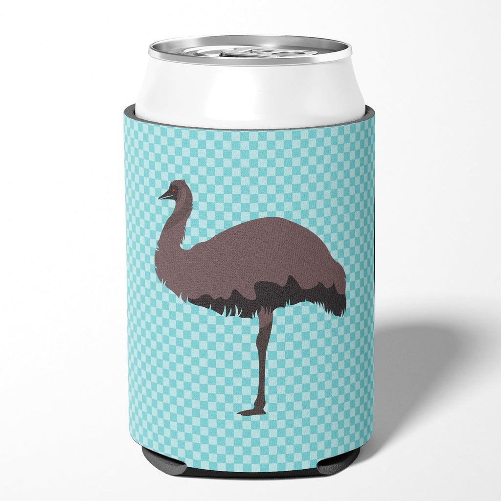 Emu Blue Check Can or Bottle Hugger Cooler Sleeve for Standard 12 oz Cans, Insulated Foam Beer & Soda Can Hugger Reusable