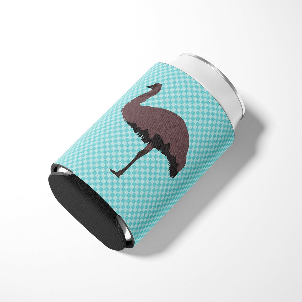Emu Blue Check Can or Bottle Hugger Cooler Sleeve for Standard 12 oz Cans, Insulated Foam Beer & Soda Can Hugger Reusable