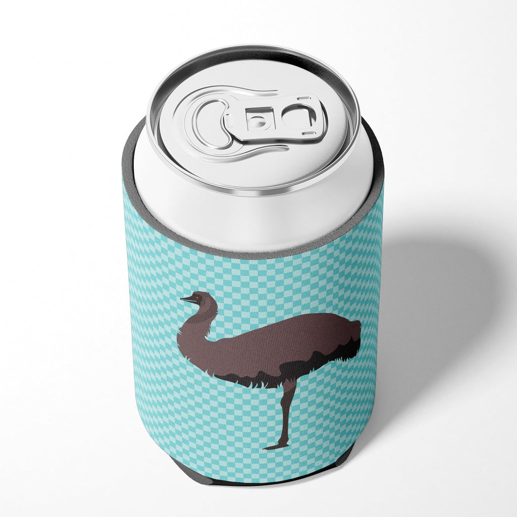 Emu Blue Check Can or Bottle Hugger Cooler Sleeve for Standard 12 oz Cans, Insulated Foam Beer & Soda Can Hugger Reusable