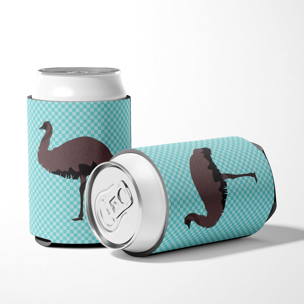 Emu Blue Check Can or Bottle Hugger Cooler Sleeve for Standard 12 oz Cans, Insulated Foam Beer & Soda Can Hugger Reusable