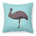 Emu Blue Check Decorative Throw Pillow 18x18 Indoor Outdoor Accent Cushion, Fabric Cover with Insert for Sofa, Bed, Porch & Living Room