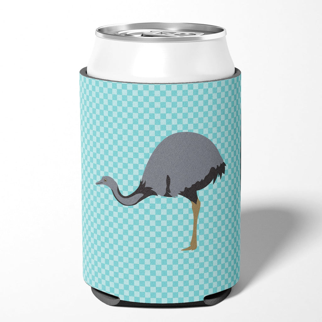 Rhea Blue Check Can or Bottle Hugger Cooler Sleeve for Standard 12 oz Cans, Insulated Foam Beer & Soda Can Hugger Reusable