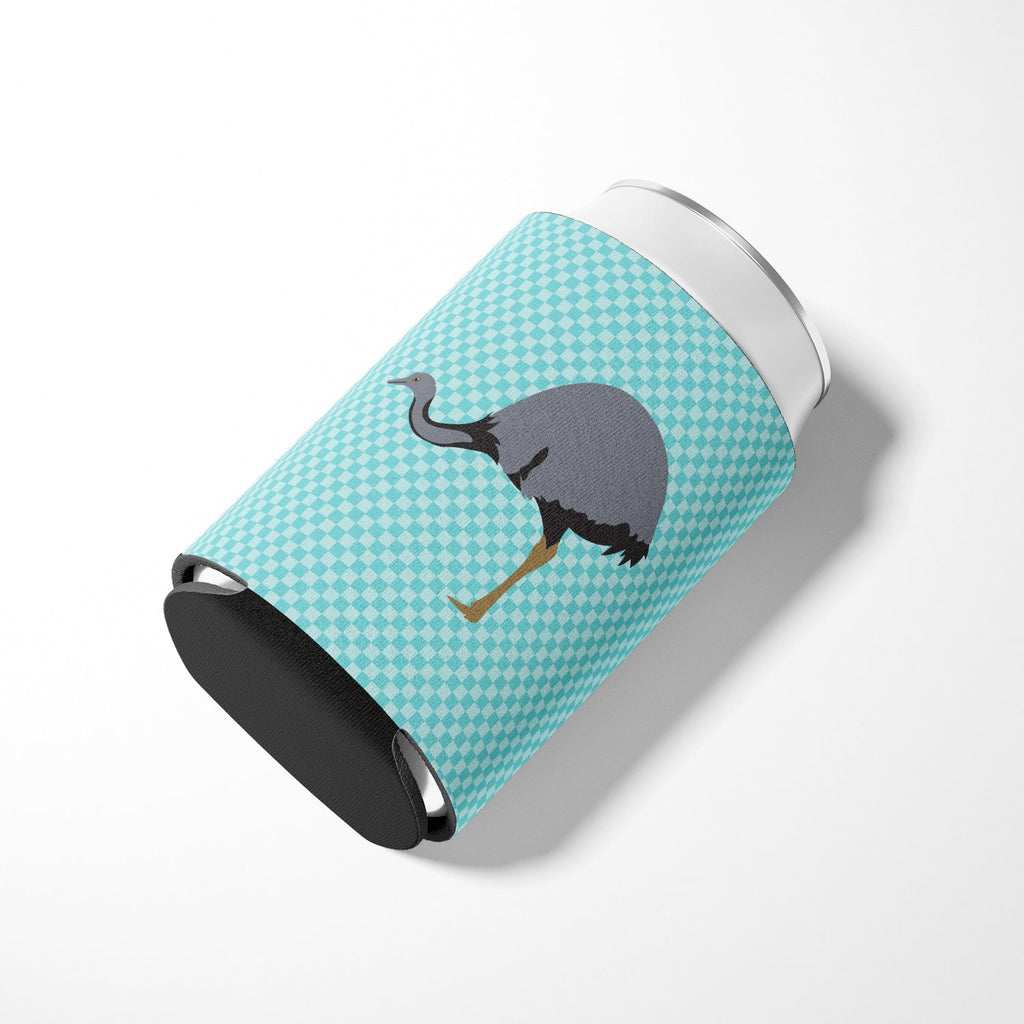 Rhea Blue Check Can or Bottle Hugger Cooler Sleeve for Standard 12 oz Cans, Insulated Foam Beer & Soda Can Hugger Reusable
