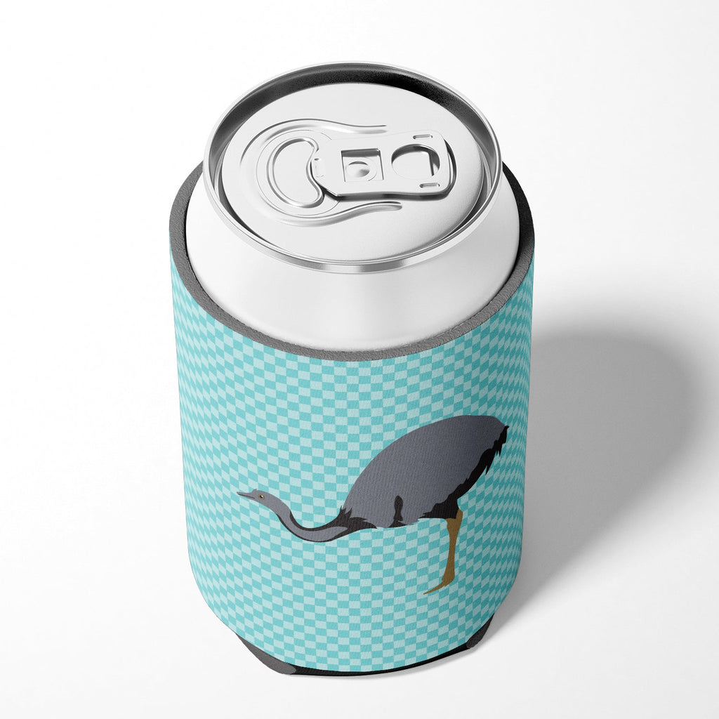 Rhea Blue Check Can or Bottle Hugger Cooler Sleeve for Standard 12 oz Cans, Insulated Foam Beer & Soda Can Hugger Reusable