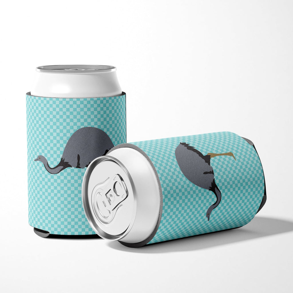 Rhea Blue Check Can or Bottle Hugger Cooler Sleeve for Standard 12 oz Cans, Insulated Foam Beer & Soda Can Hugger Reusable