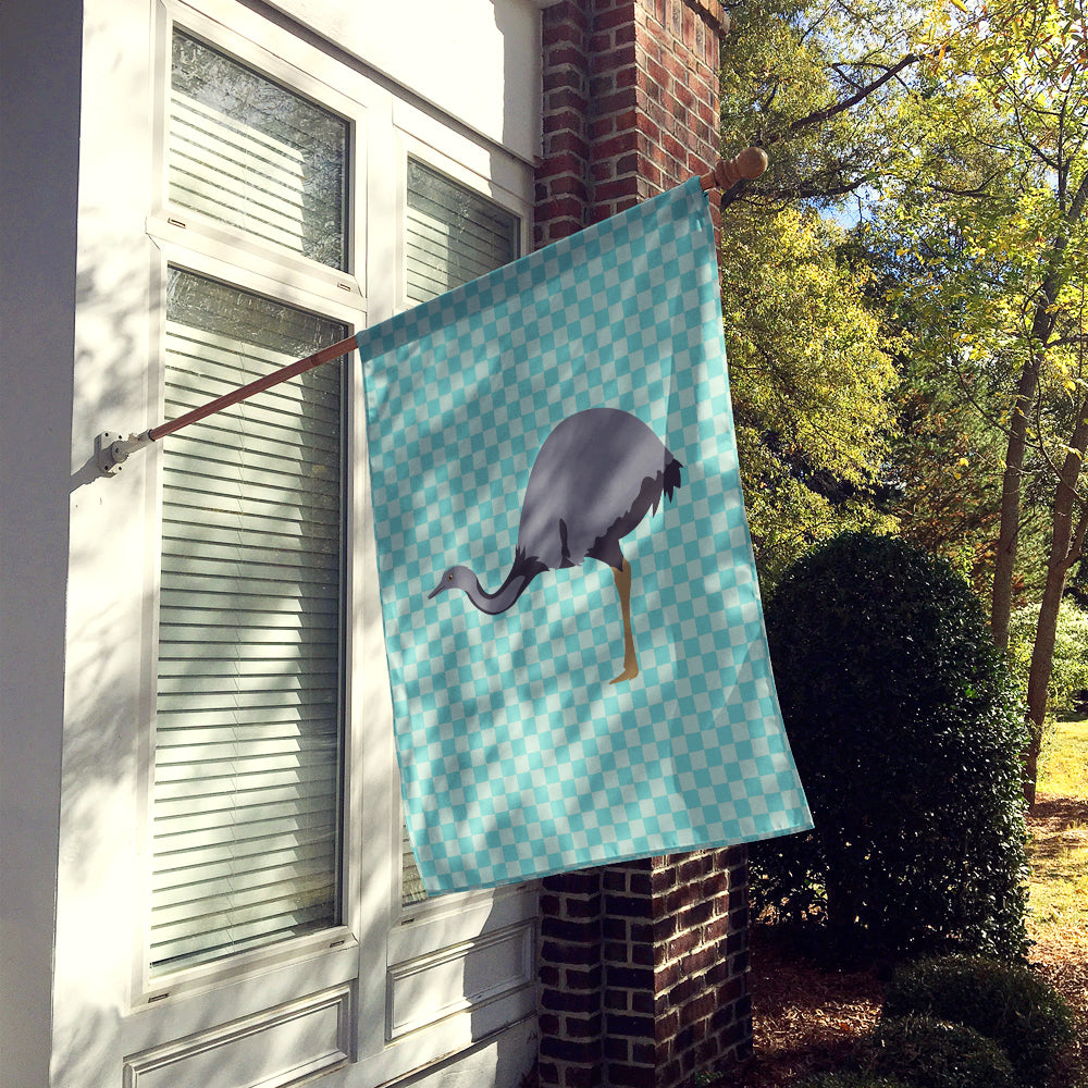 Rhea Blue Check House Flag 28x40 Porch Sleeve Pole Decorative Outside Yard Banner Artwork Wall Hanging, Polyester