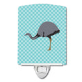 Rhea Blue Check Ceramic Night Light Compact, UL-Certified, Ideal for Bedroom, Bathroom, Nursery, Hallway, Kitchen, 6x4x3, Multicolor
