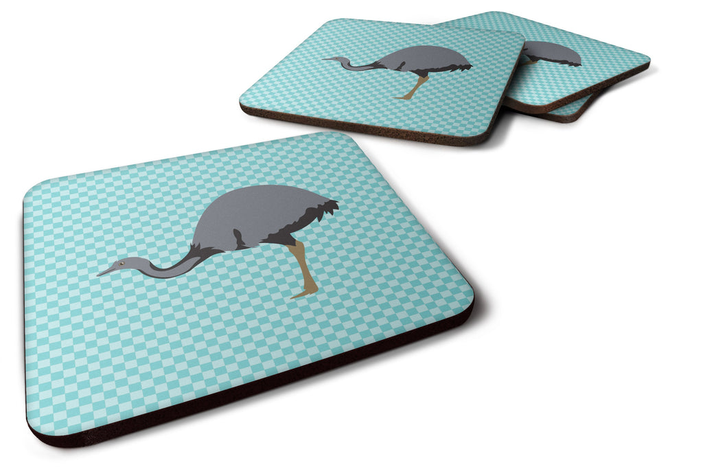 Rhea Blue Check Foam Coasters Set of 4 Cup Coasters for Indoor Outdoor, Tabletop Protection, Anti Slip, Mouse pad Material