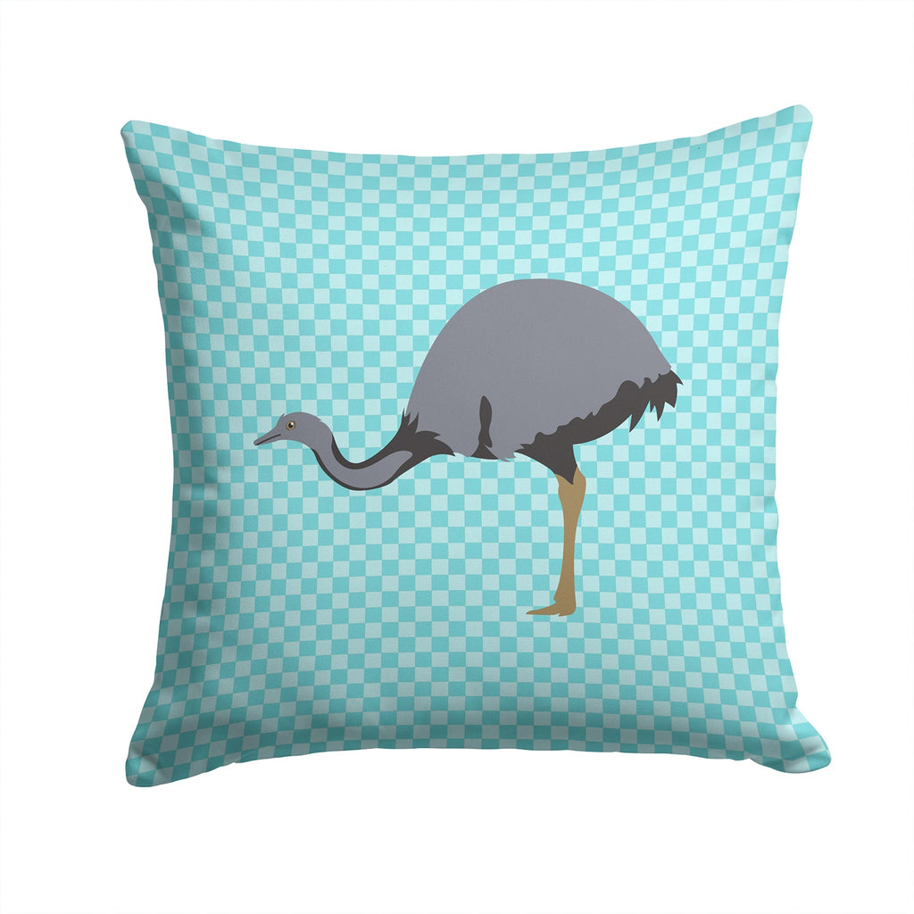 Rhea Blue Check Decorative Throw Pillow 14x14 Indoor Outdoor Accent Cushion, Fabric Cover with Insert for Sofa, Bed, Porch & Living Room