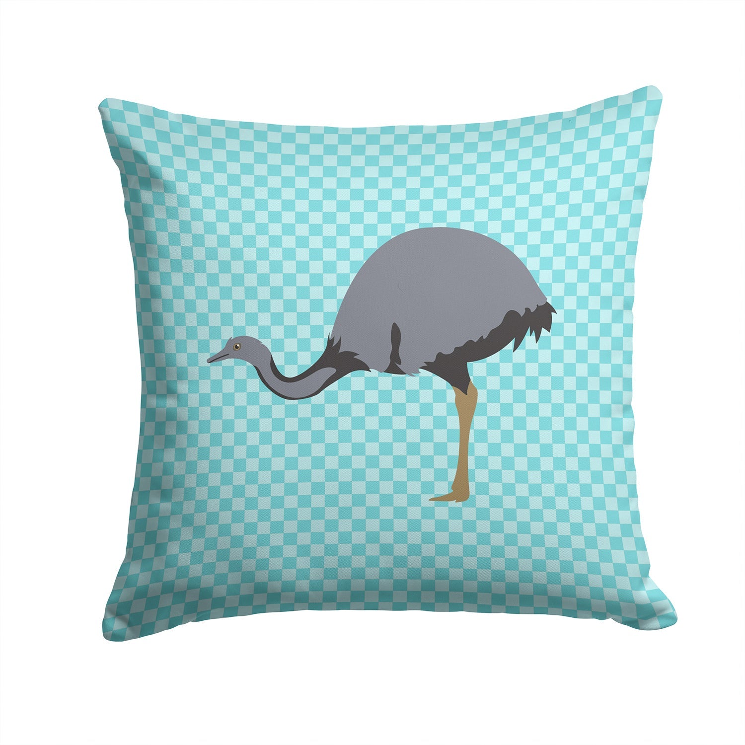 Rhea Blue Check Decorative Throw Pillow 14x14 Indoor Outdoor Accent Cushion, Fabric Cover with Insert for Sofa, Bed, Porch & Living Room