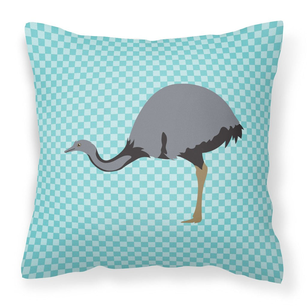 Rhea Blue Check Decorative Throw Pillow 18x18 Indoor Outdoor Accent Cushion, Fabric Cover with Insert for Sofa, Bed, Porch & Living Room