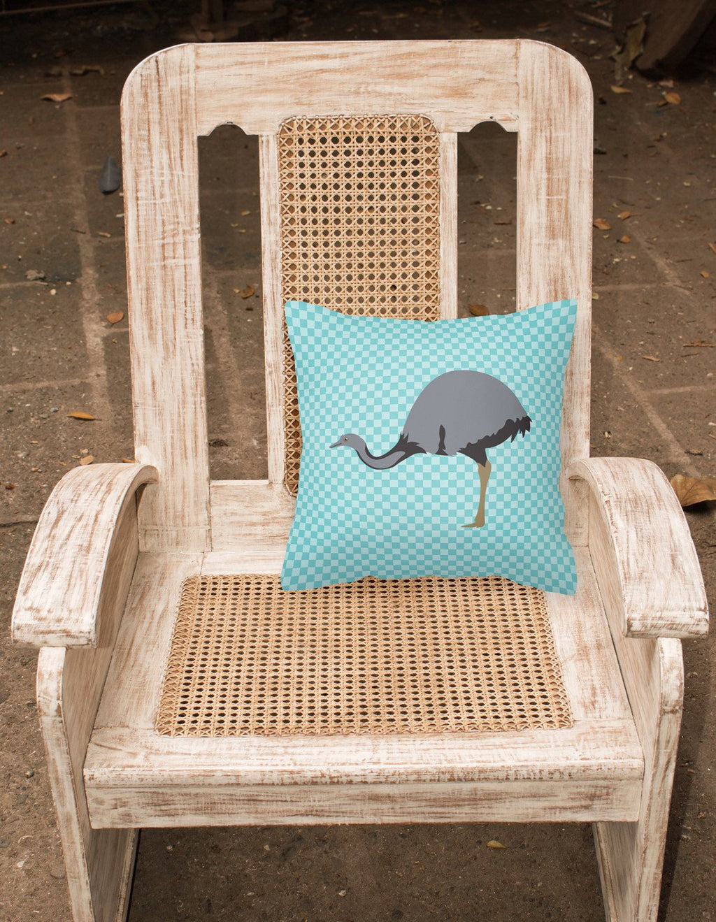 Rhea Blue Check Decorative Throw Pillow 18x18 Indoor Outdoor Accent Cushion, Fabric Cover with Insert for Sofa, Bed, Porch & Living Room