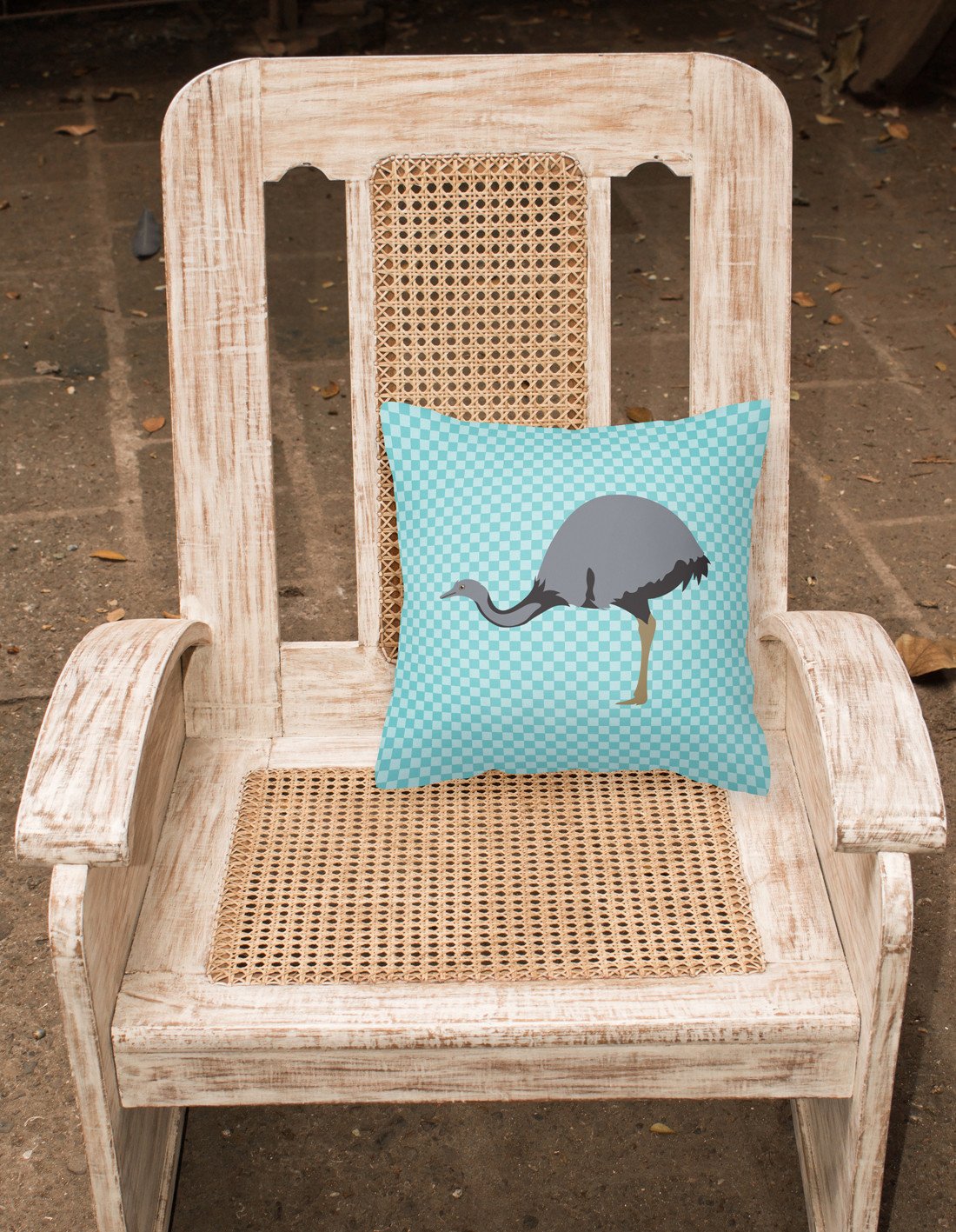 Rhea Blue Check Decorative Throw Pillow 18x18 Indoor Outdoor Accent Cushion, Fabric Cover with Insert for Sofa, Bed, Porch & Living Room