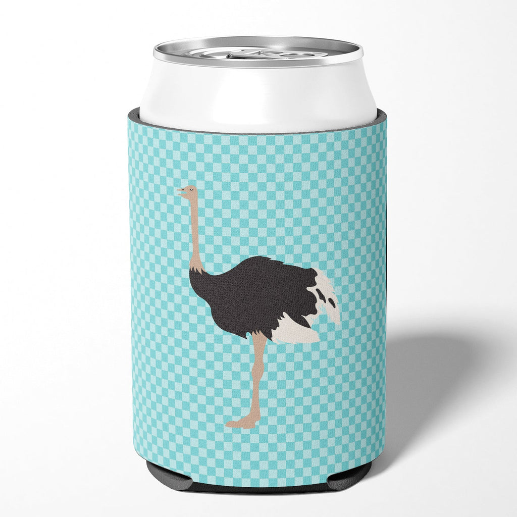 Common Ostrich Blue Check Can or Bottle Hugger Cooler Sleeve for Standard 12 oz Cans, Insulated Foam Beer & Soda Can Hugger Reusable