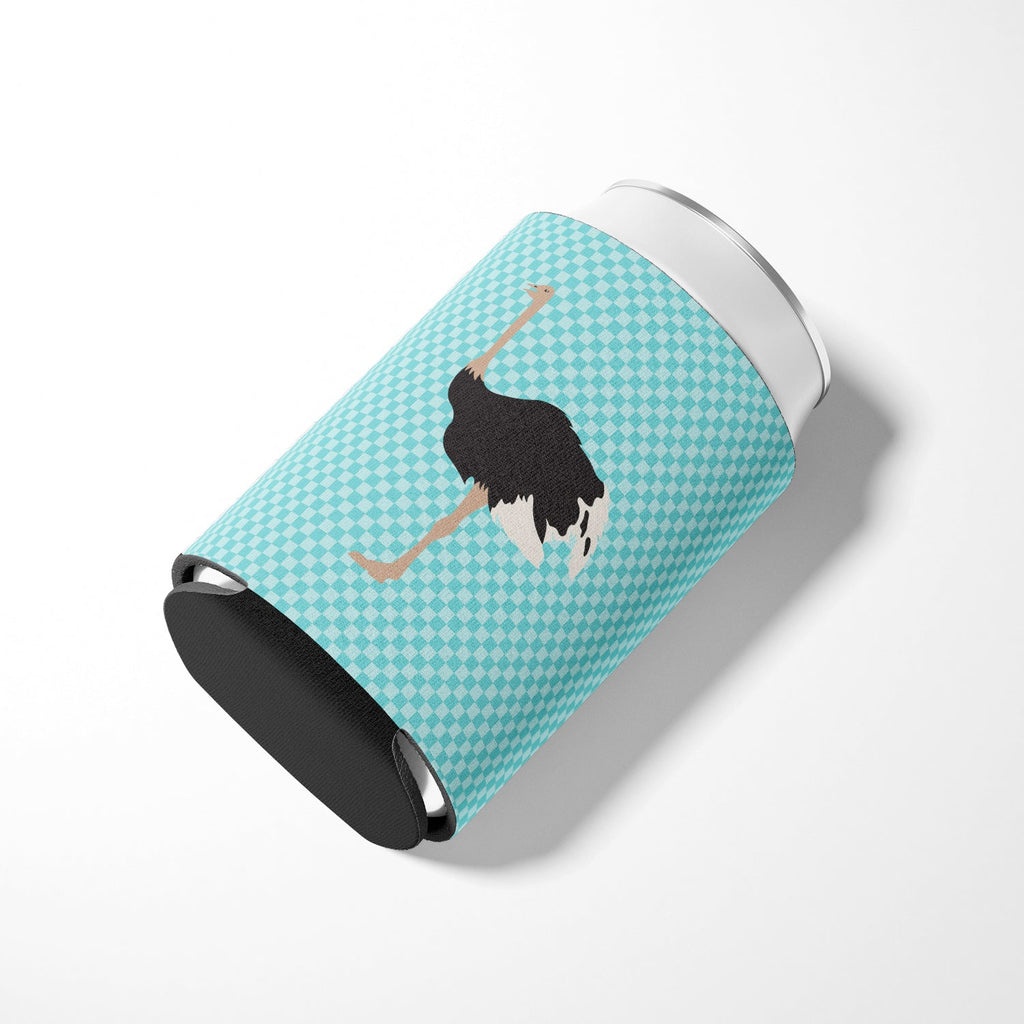 Common Ostrich Blue Check Can or Bottle Hugger Cooler Sleeve for Standard 12 oz Cans, Insulated Foam Beer & Soda Can Hugger Reusable