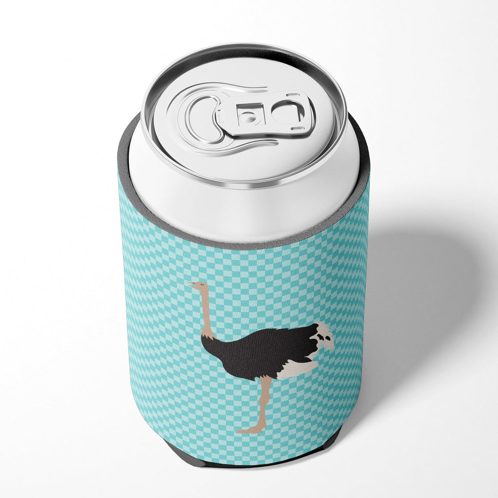 Common Ostrich Blue Check Can or Bottle Hugger Cooler Sleeve for Standard 12 oz Cans, Insulated Foam Beer & Soda Can Hugger Reusable